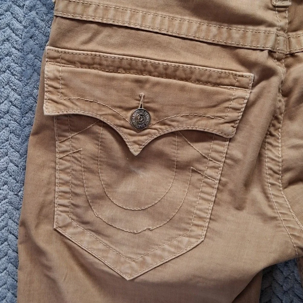 True Religion Ricky Straight Leg Corduroy Pants Tan Khaki Mens 31x34 Bootcut